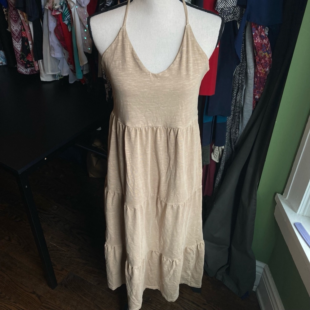 Women's Old Navy Beige Tiered Halter Dress Size S